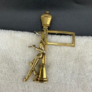 Vintage Zentall Brooch Gold Tone Anthropomorphic  Dog Street Lamp Novelty Pin 3"